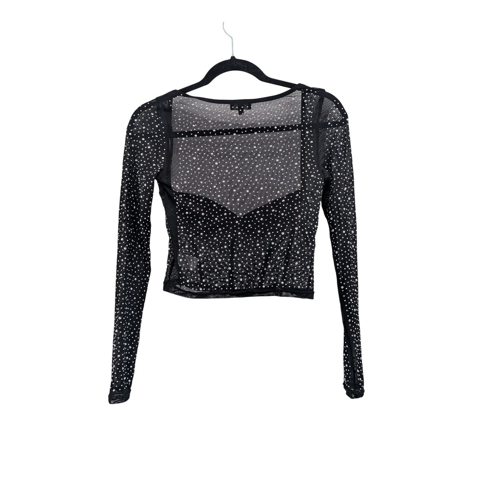 Whimsigoth Fairygrunge Punk Rock Black Mesh Rhinestones Soft Corset Crop S Top - Picture 4 of 8